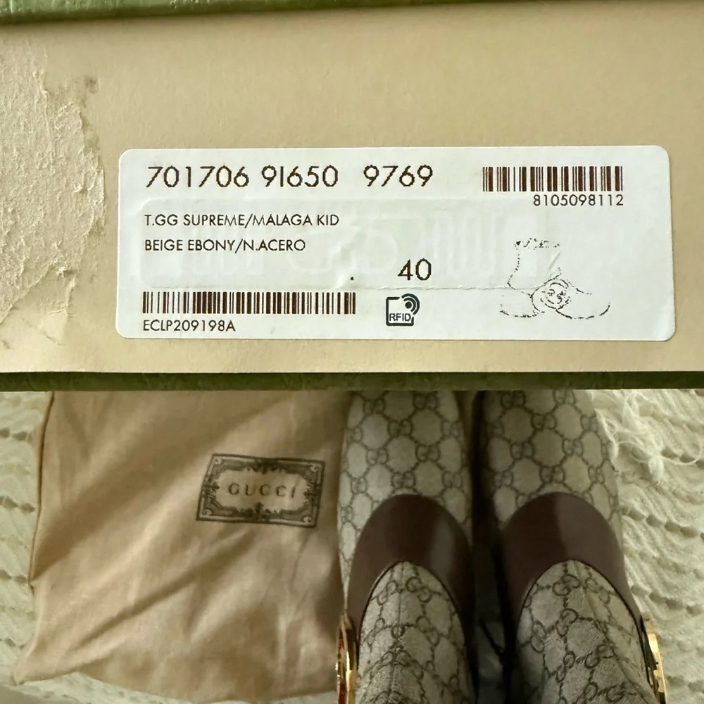 Gucci blondie Brown& Cream GG coated canvas 2” block heel ankle boot SZ 40 NWB - Picture 9 of 10